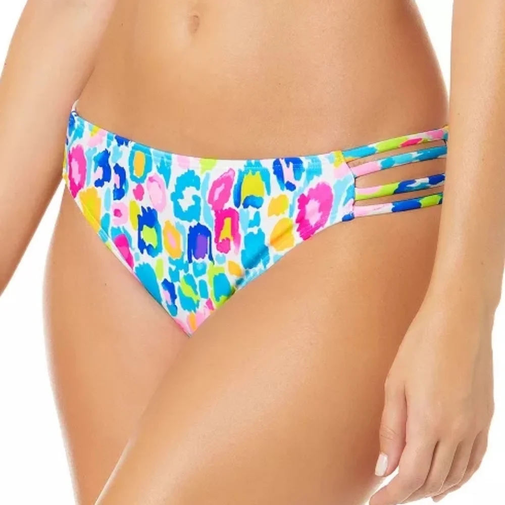 NWT, Womens Juniors Strappy Printed Swim Bottom